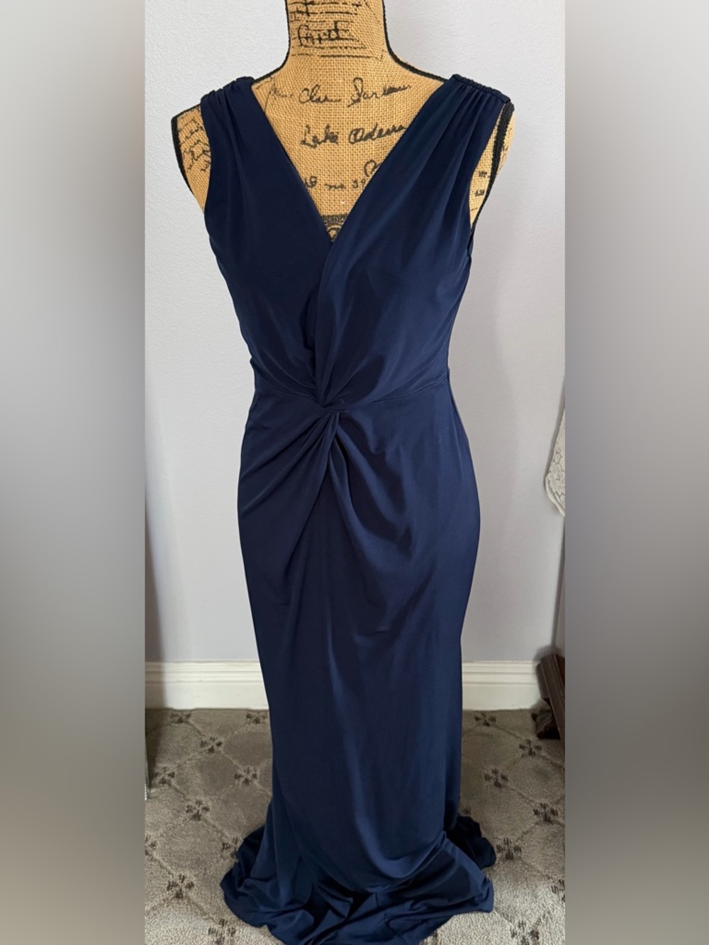 Calvin Klein Navy Twist-Front Maxi Dress